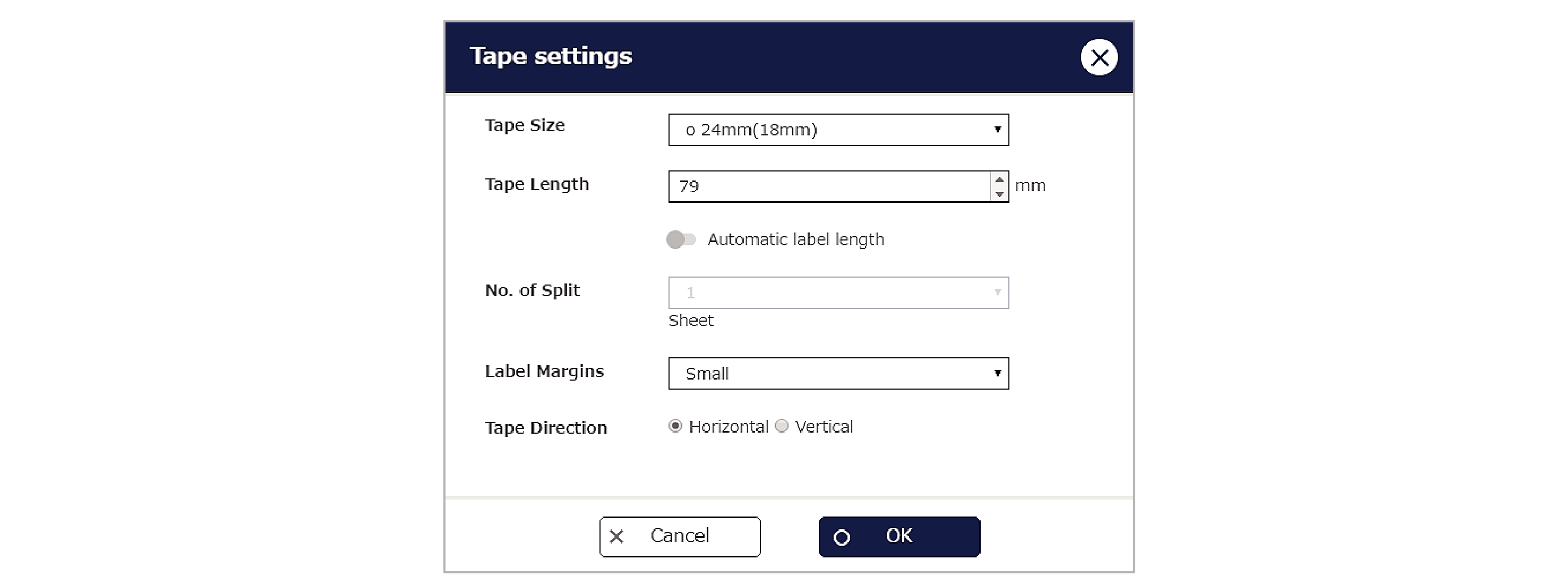 Setting Label